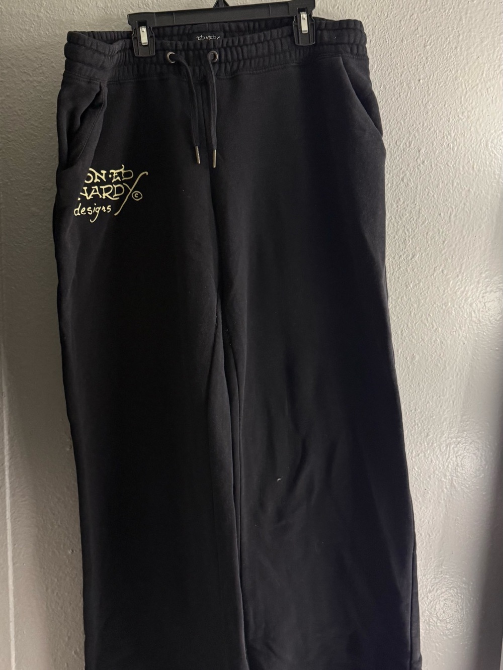 Ed Hardy Black Joggers with Neon Skull & Snake Graphic - Picture 2 of 4